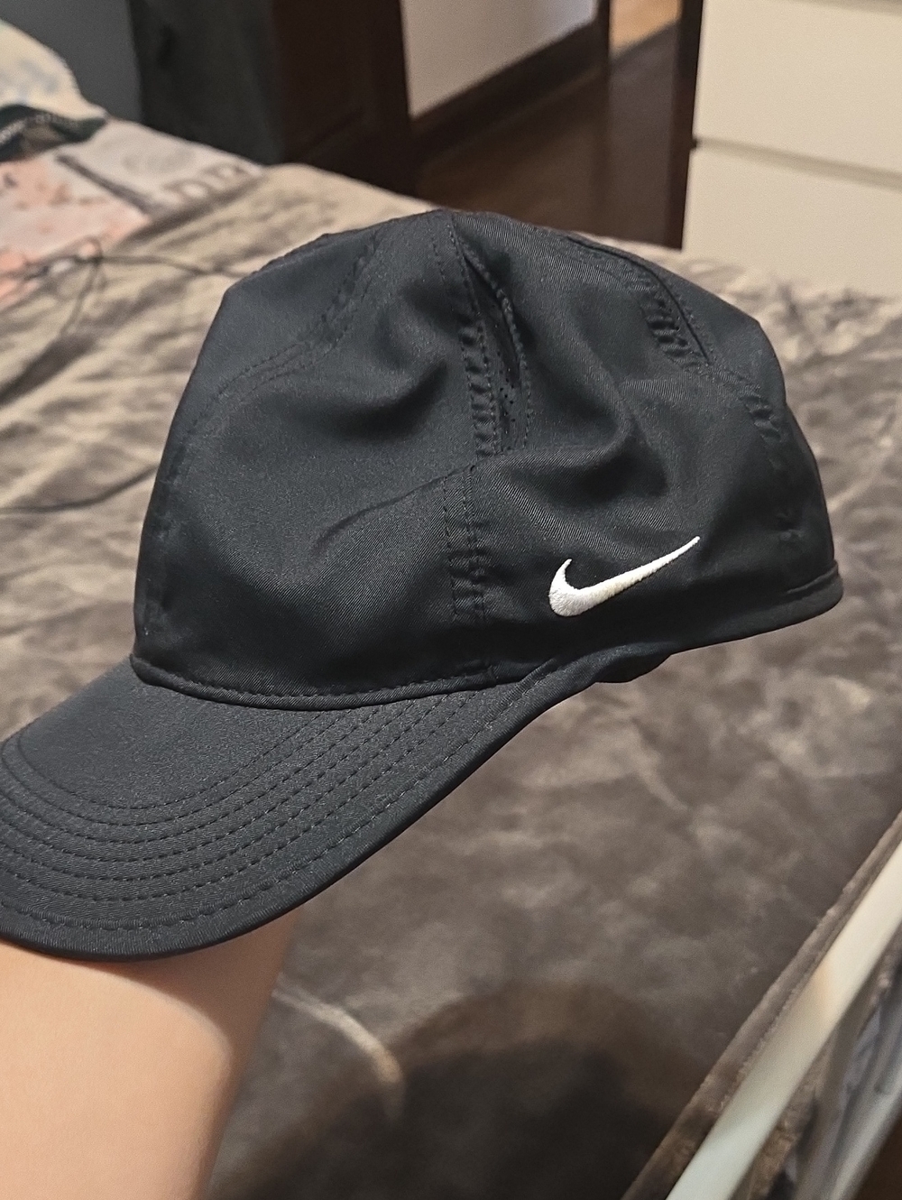 Nike Black Cap with White Swoosh Embroidery